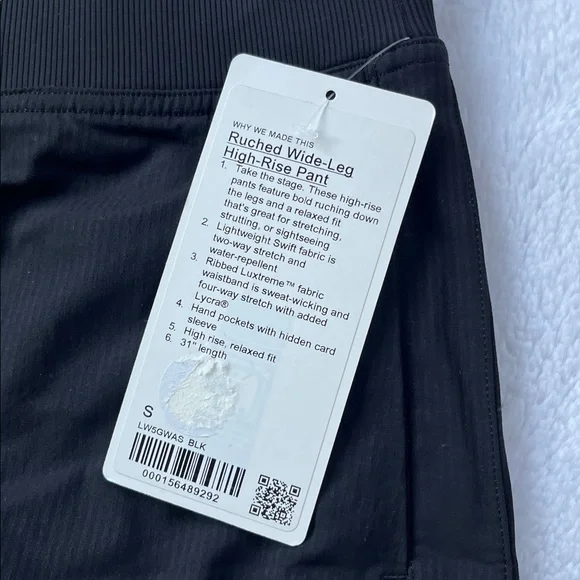 🆕 Lululemon Ruched Wide-Leg High-Rise Pant size S, black - Picture 3 of 9